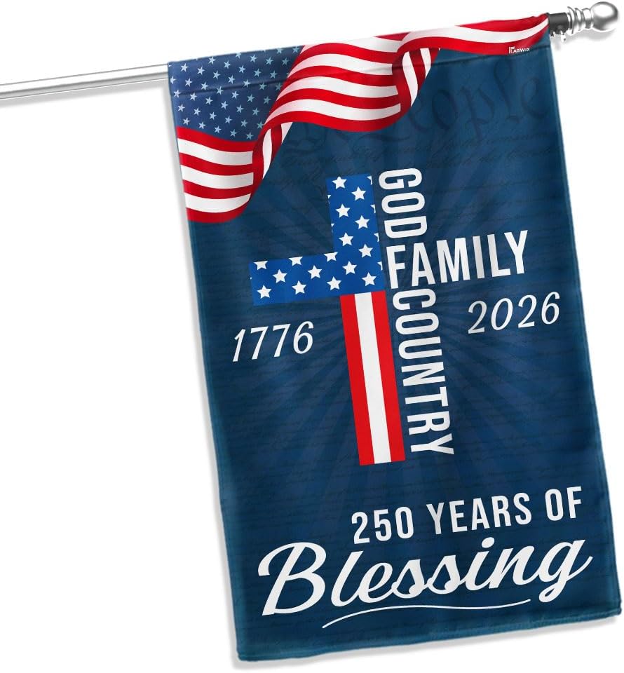 American Flag-American Patriotic Flag, 250 Years of Blessing God 1776 2026 Grommet Flag, 3x5 ft. Flag-USA Premium Polyester