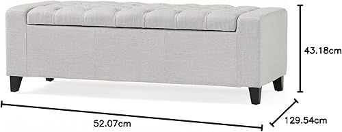 Miniatura 36 de Christopher Knight Home Otomana de almacenamiento de tela Hikaru, gris oscuro. Dimensiones: 20.50 pulgadas de profundidad x 51.00 pulgadas de ancho