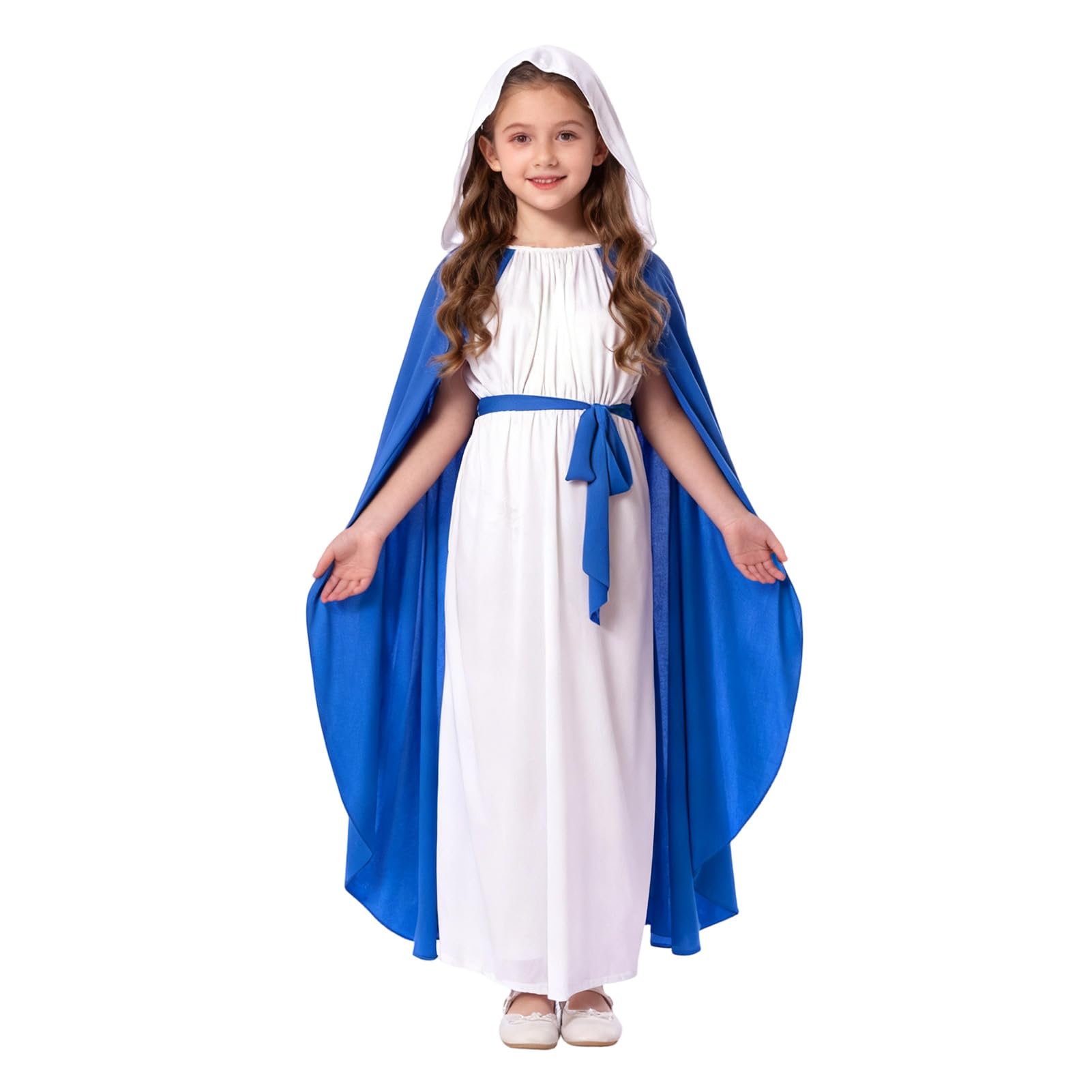 Maryparty Virgin Mary Costume for Kids Girls Virgin Mary Costume for Christmas Nativity World Book Day (M)