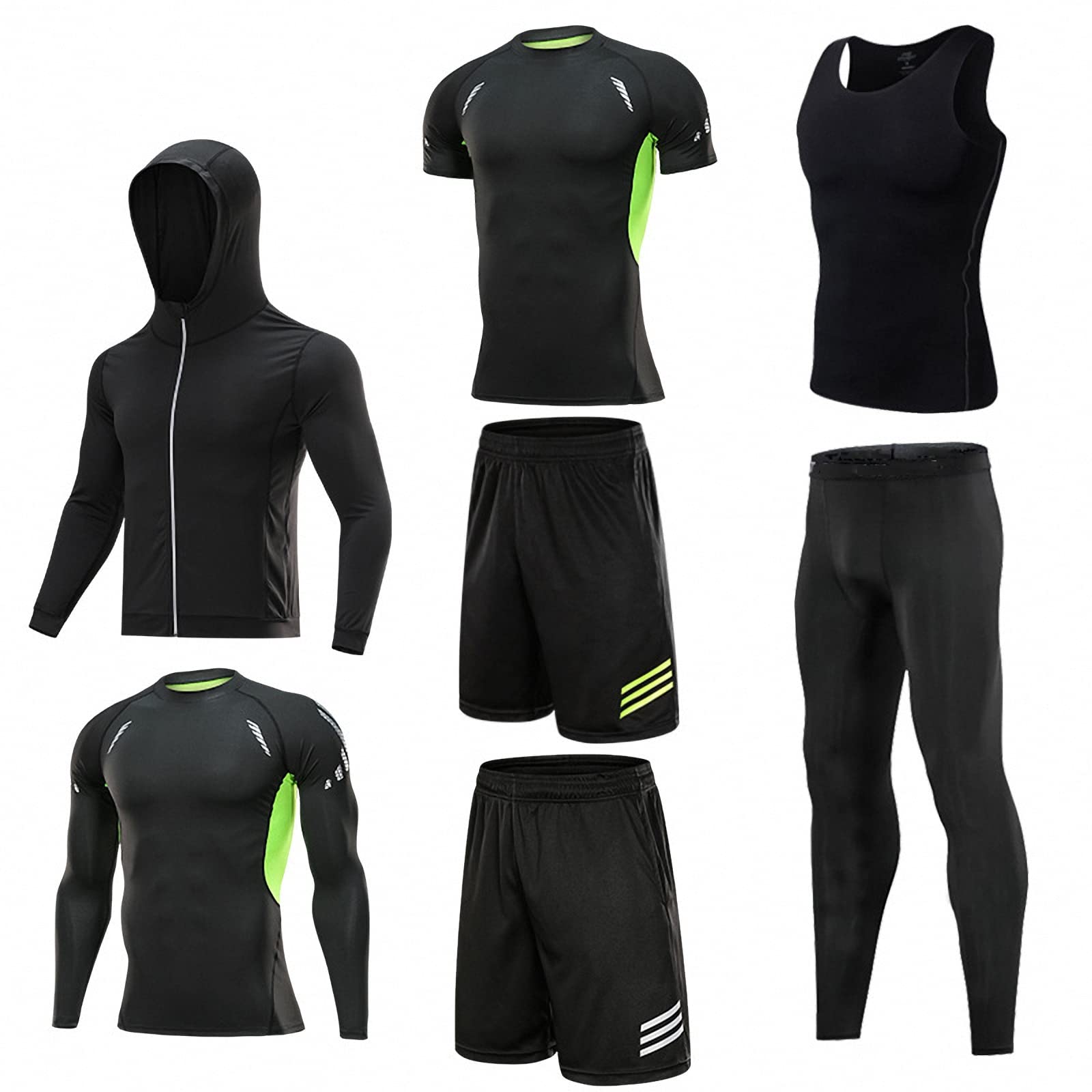 7-częściowy męski zestaw odzieży fitness, szybkoschnące legginsy na siłownię, outdoorowa warstwa bazowa odzież sportowa, styl 1, 3XL