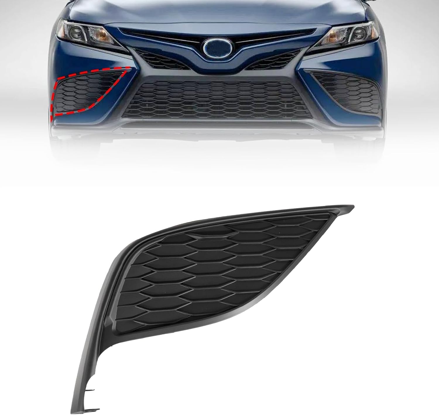 Matte Black, Bumper Fog Light Cover, Front Passenger Side, Fit for Toyota Camry XSE/SE 2021 2022 2023 2.5L l4/ 3.5L V6, Replace# TO1039243 81481-06240 8148106240 Front Right Side