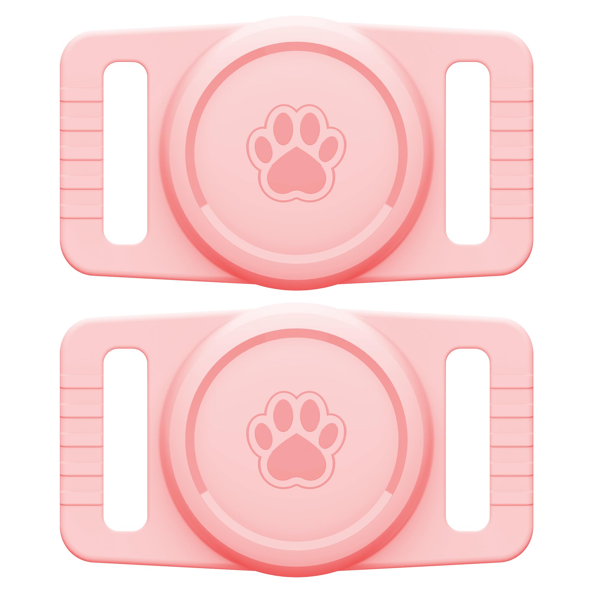 GOCII for Airtag Dog Collar Holder 2 Pack,Waterproof Dog Collar Holder for Apple AirTag(Gen 1 &amp; 2),Silicone Air Tags Case for Dog Collars(Light Pink)