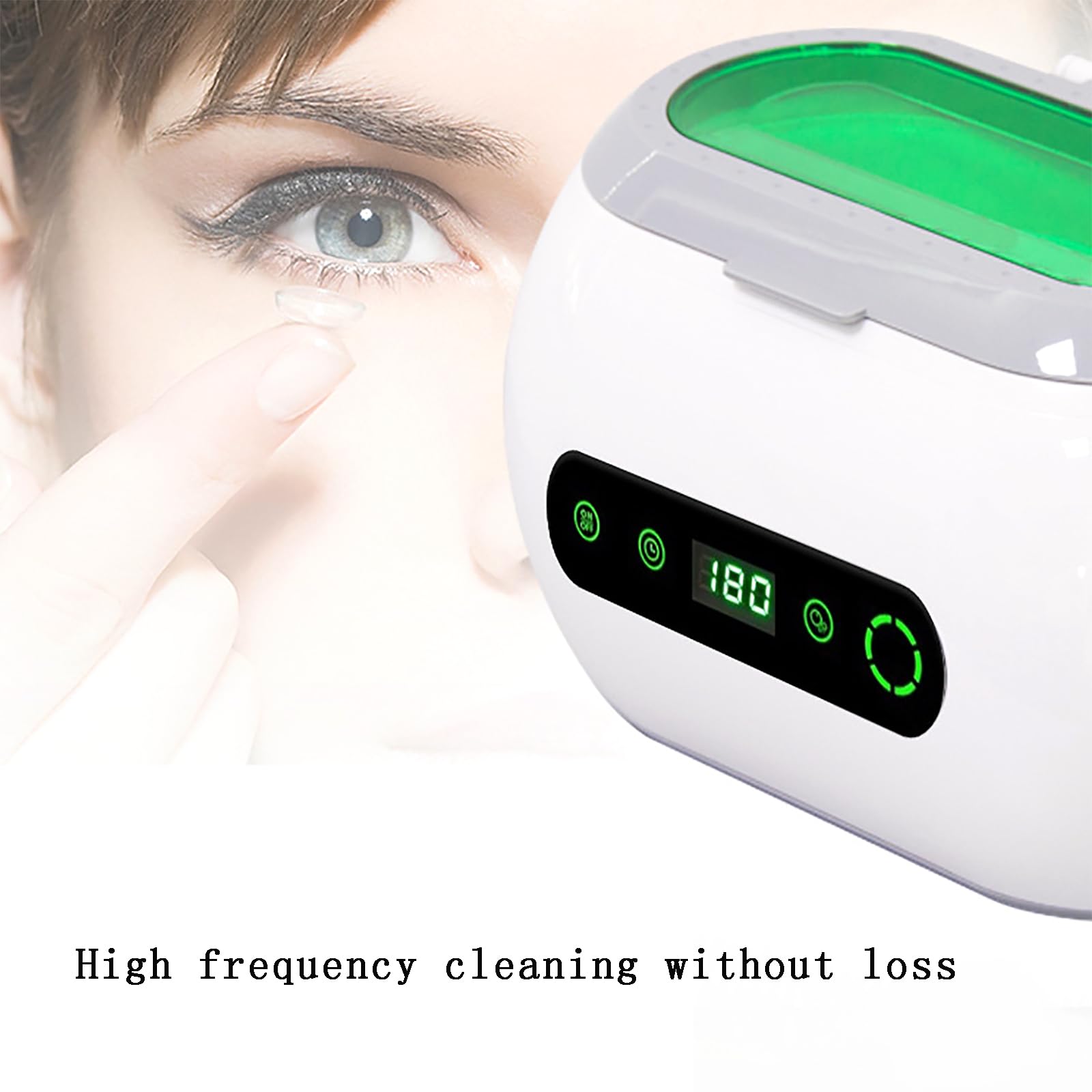Limpiador ultrasónico de 35 W, 600 ml con temporizador digital y modo de desgasificación para joyas, monedas, gafas y dentaduras postizas