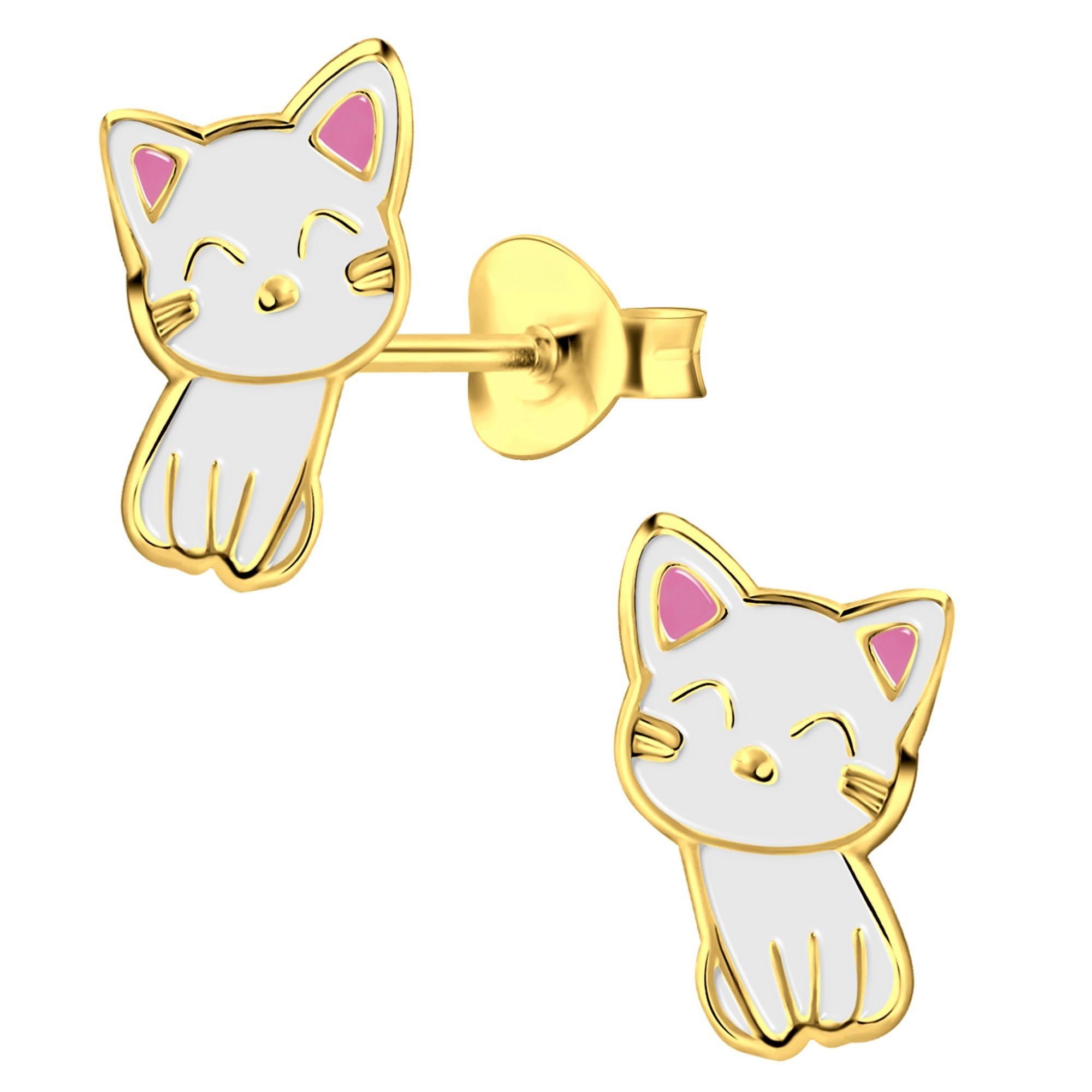 Aww So Cute 925 Sterling Silver Hypoallergenic Gold Plated Kitty Cat Stud Earrings for Babies, Kids & Girls | Birthday Gift | Comes in a Gift Box | 925 Stamped with Certificate of Authenticity | ER2406 (B0CQW7MH1S) Amazon Price History, Amazon Price Tracker