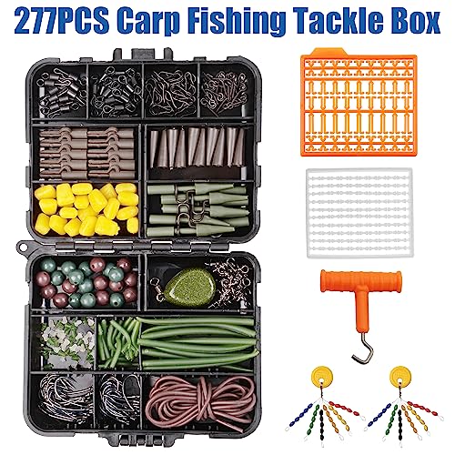 Kit de Equipamiento para Pescar Carpa, 277 piezas con Caja de Engranajes, Anzuelos, Cebos de Maíz, Pesas, Rigs, Grilletes y Accesorios miniatura 4