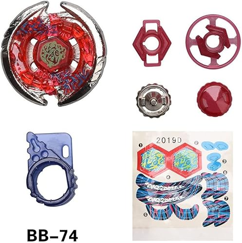 Miniatura 5 de Gyros - Juego de 6 tapas de batalla Bey Burst de metal con calcomanías dos lanzadores idea de regalo para niños niños y niños