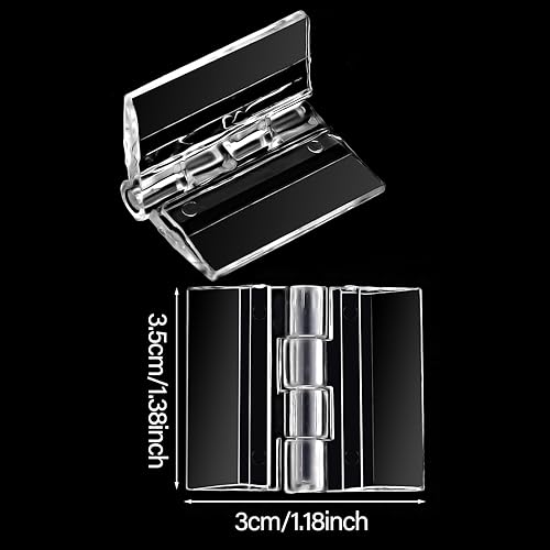 Miniatura 2 de Bisagras acrílicas de plástico, 12 unidades, bisagras pequeñas transparentes autoadhesivas para gabinete, acuario, tapa, muebles, soporte de