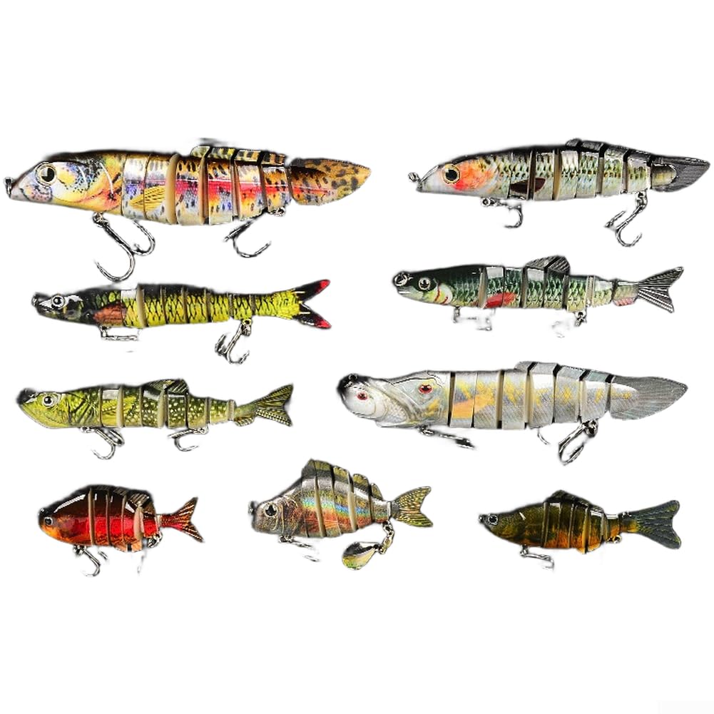 Set di 9 esche da pesca realistiche con articolazioni multiple per giochi d'acqua salata e acqua dolce
