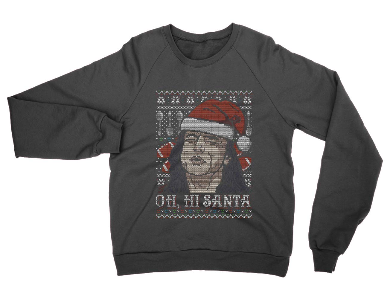 Clique Clothing Black Oh Hi Santa Christmas Jumper Sweatshirt (, L)
