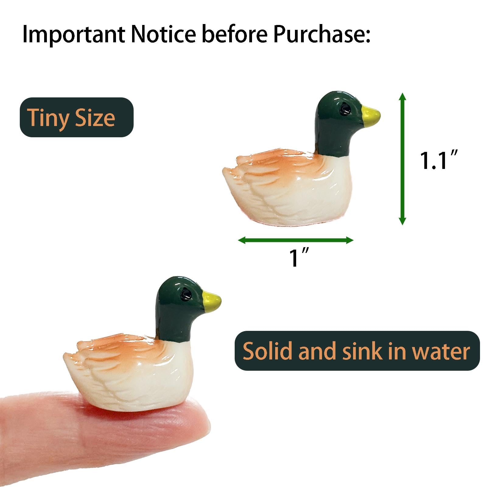 WinnerWhy 50 Pcs Tiny Resin Mallard Duck Figurines - Mini Ducks For Crafts, Gardens, Dollhouses & Terrariums - View #13