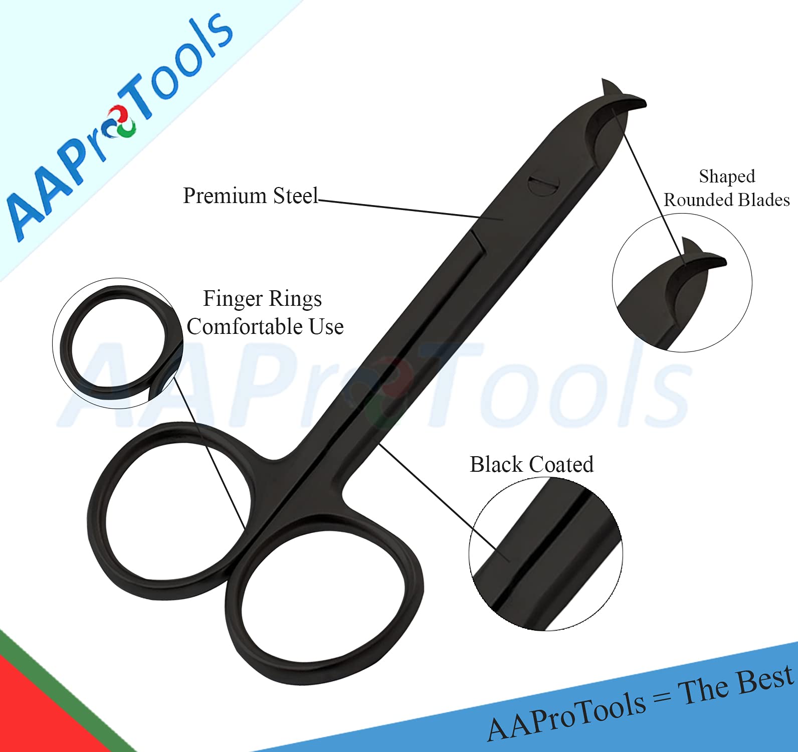 AAProTools Black Coated ToeNail Cat Scissors 4.5