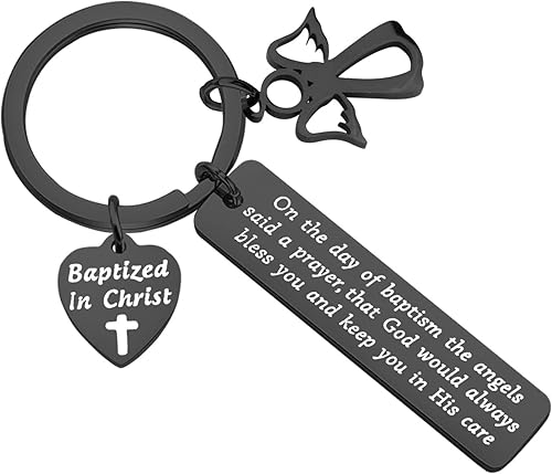 MYOSPARK Regalo de bautismo en el día de bautizado, los ángeles dijeron una cruz de oración, regalo religioso para familiares y amigos