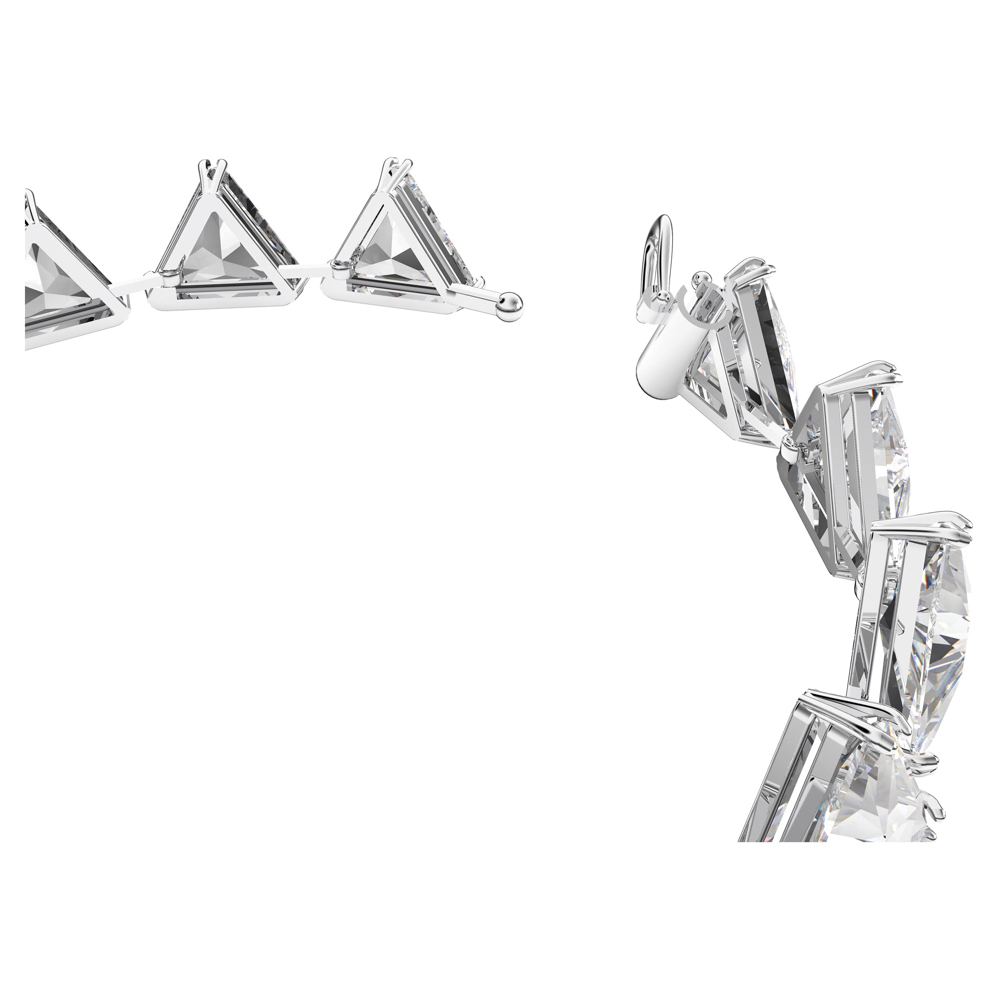 Swarovski Kolczyki kreole Ortyx, Szlif trójkątny, Białe, Powłoka z rodu