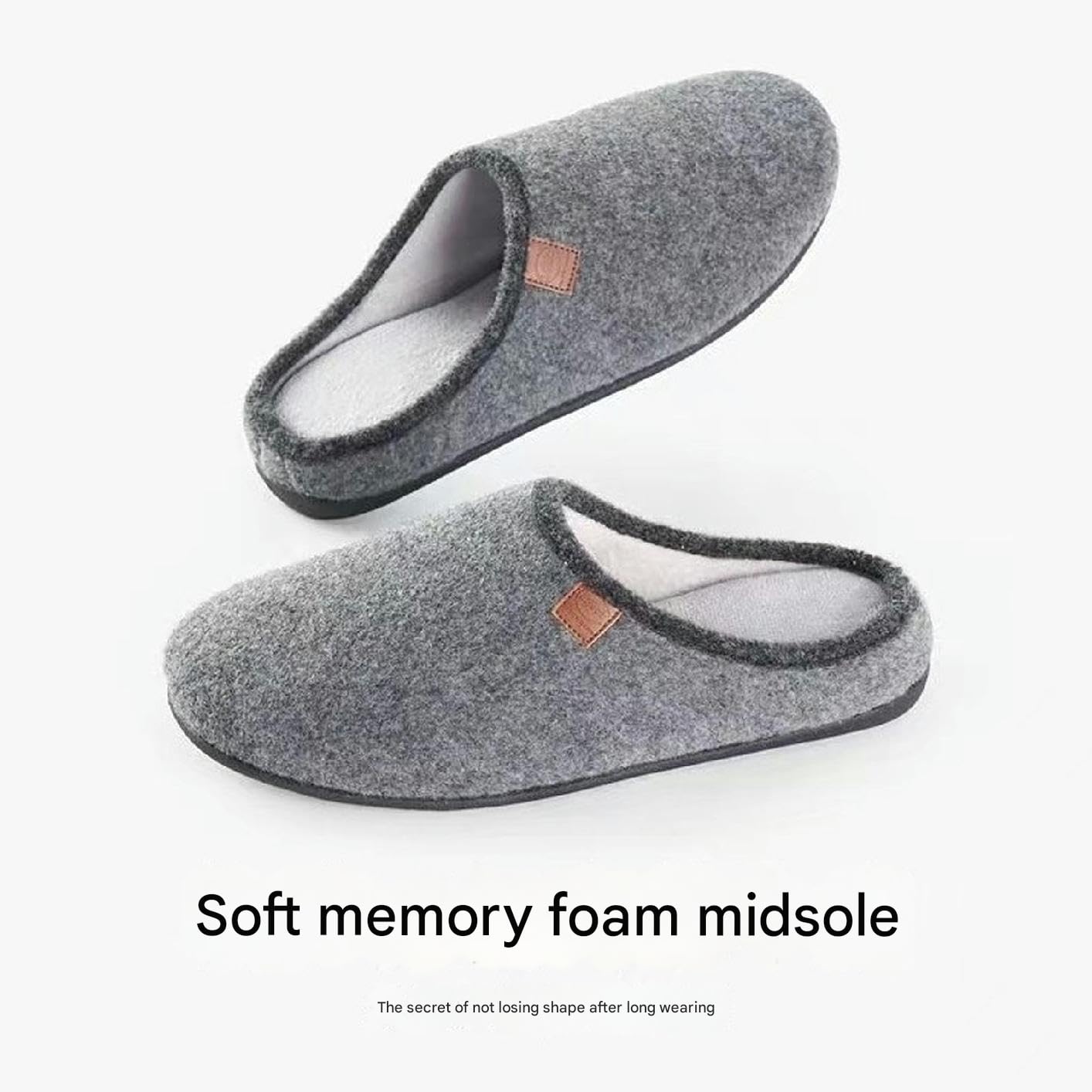 Pantofole Donna Pantofole da Uomo Pantofole in Feltro Stile Memory Foam Anti-cedimento-grigio-44-45