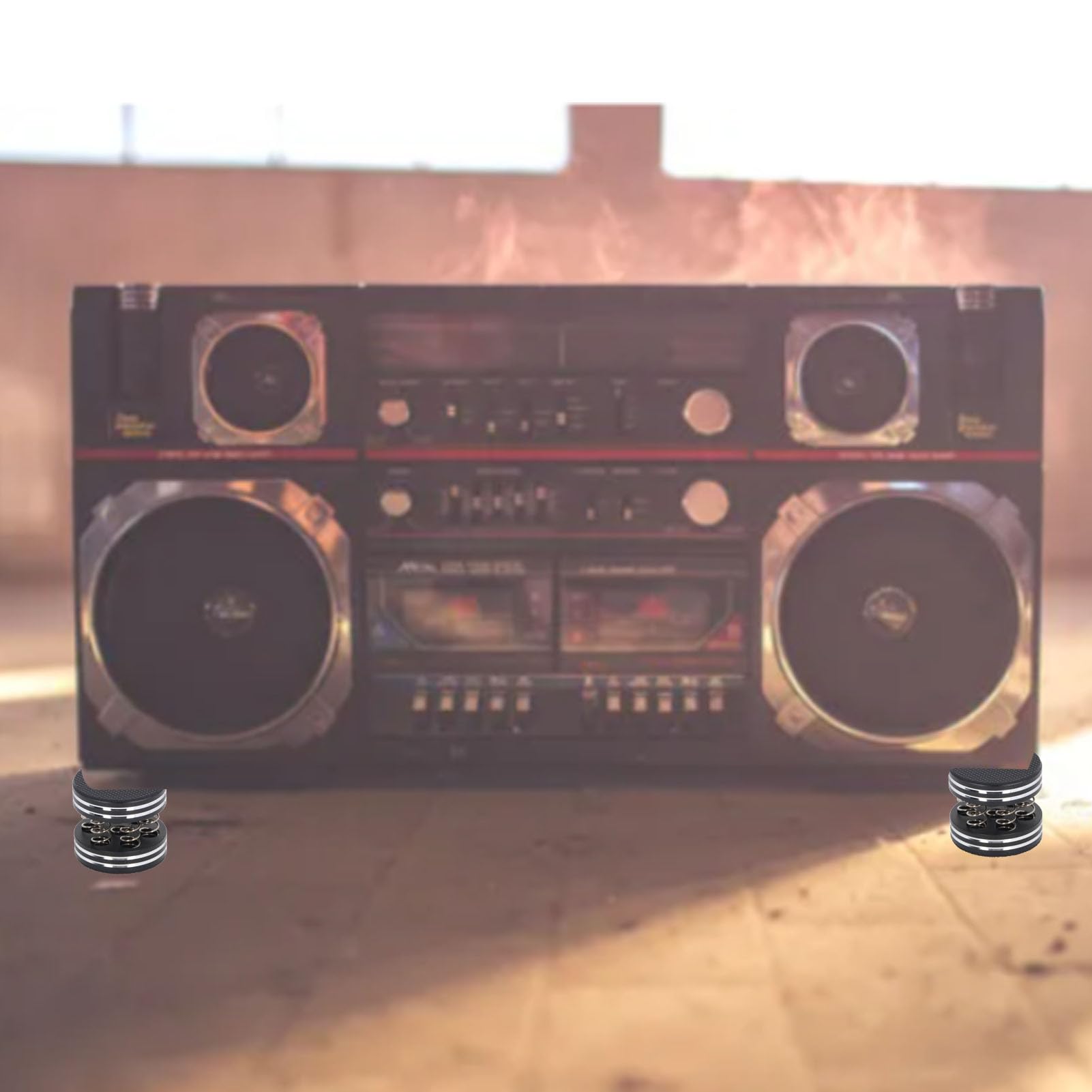 4 piedini di isolamento per altoparlanti a molla, supporto senza fili antivibrazione per altoparlanti HiFi, giradischi, e lettori CD, protezioni antiscossa per il pavimento con