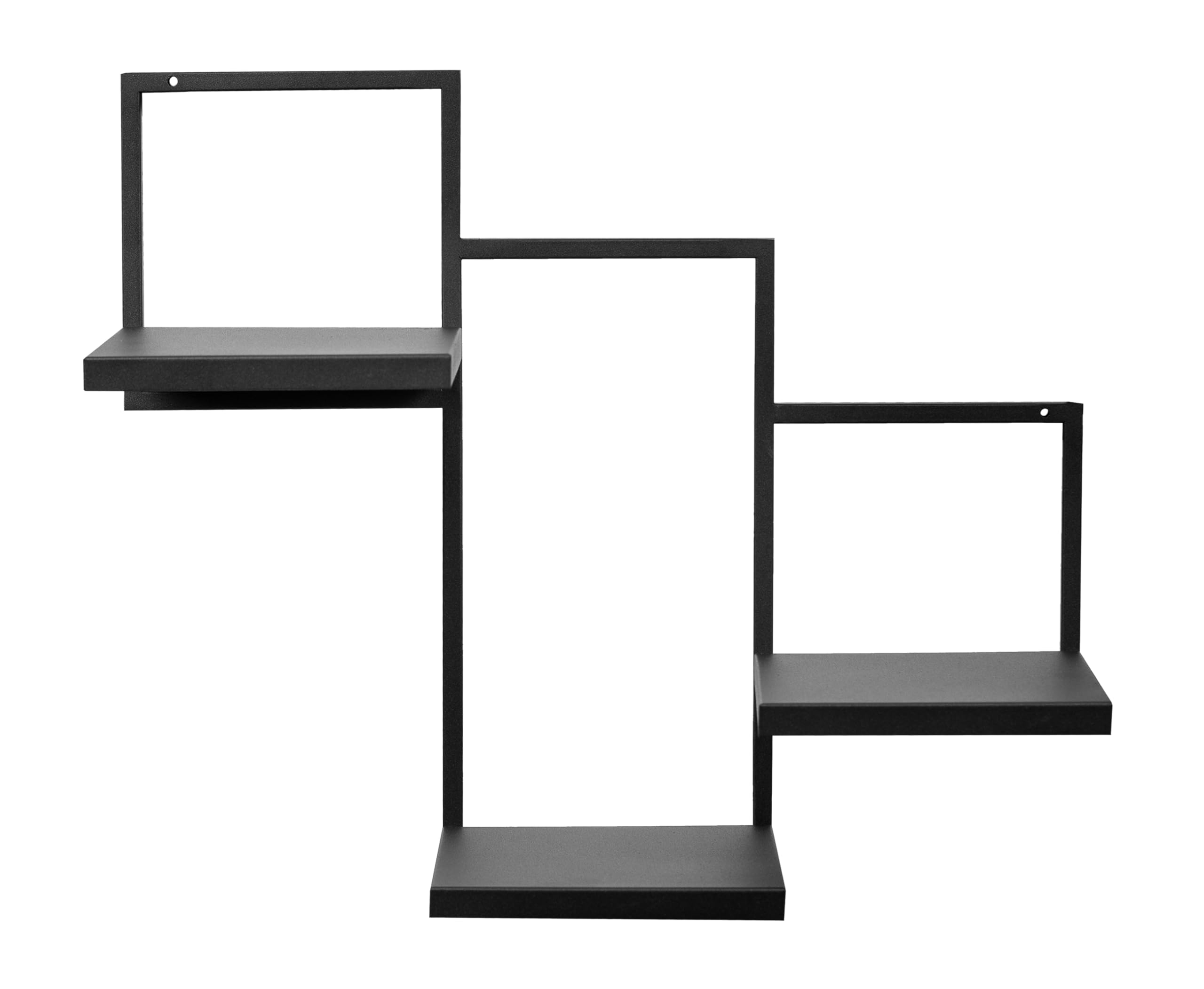 Ripiani Trio Scaffale per piante, 3 livelli - Nero - 58x22,5x50cm - Scaffale da parete in metallo - Supporto decorativo - Accessori per interni per il soggiorno
