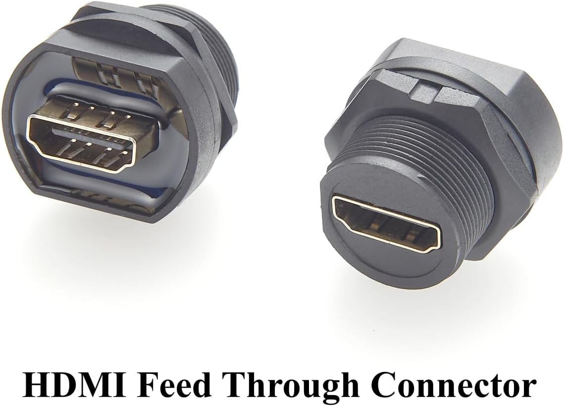 IP67 Waterproof HDMI 1.4 Female to Female Coupler 4K@30Hz Flush Panel Mount Pass Through Connector with Dust Cap for TV Laptop PC Monitor Projector (5PCS)
