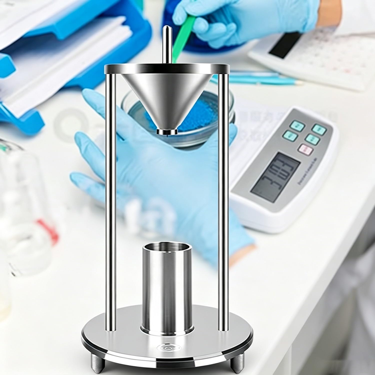 Schüttdichtetester, Volumeter für Polymerpulver, Edelstahl-Densimeter mit 12,7 mm Auslass für genaue Messung von Oxidpulvern