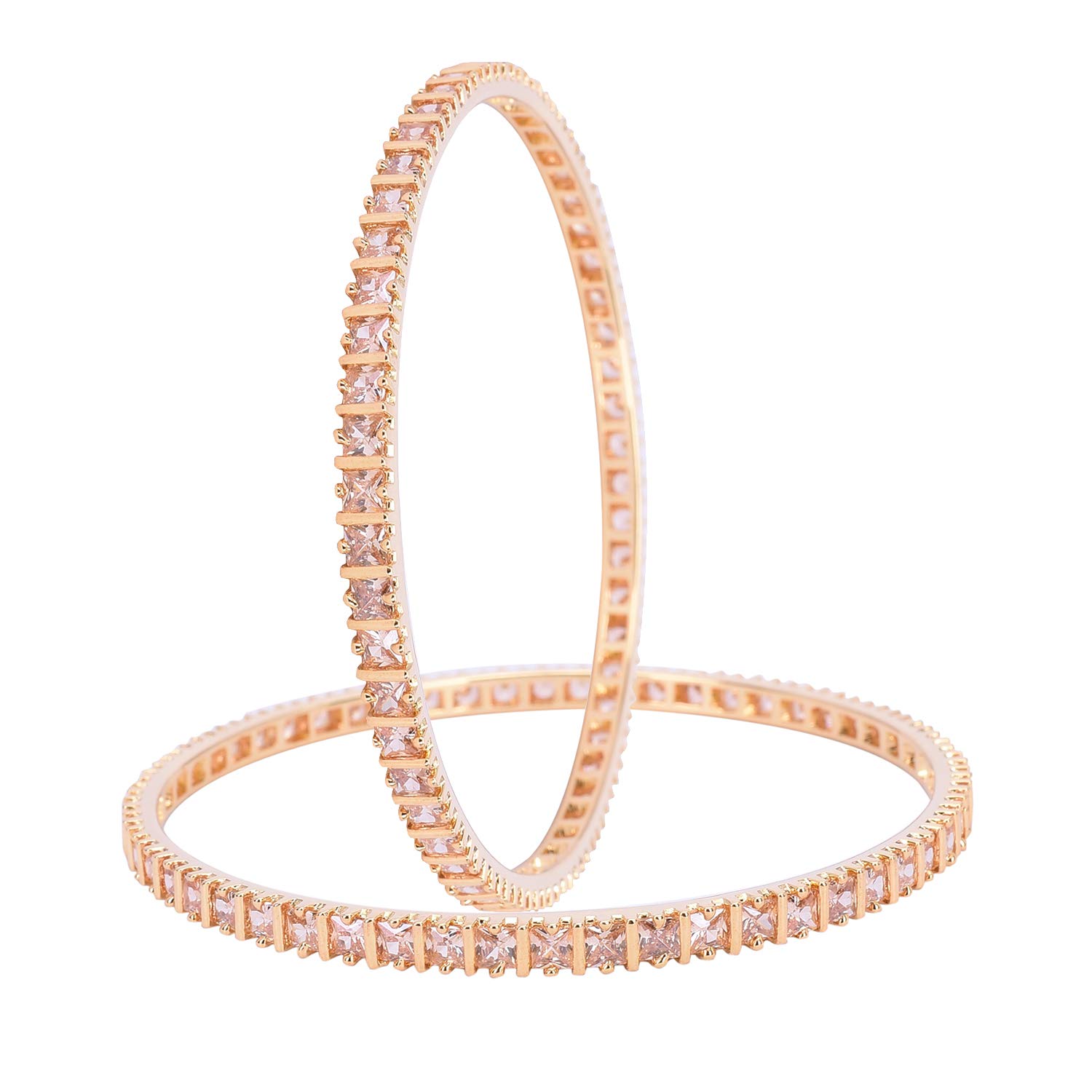Ratnavali Jewels American Diamond CZ Studded Gold Plated Champagne Traditional Bangles for Women/Girls 2.6 (B07N6G829M) Amazon Price History, Amazon Price Tracker