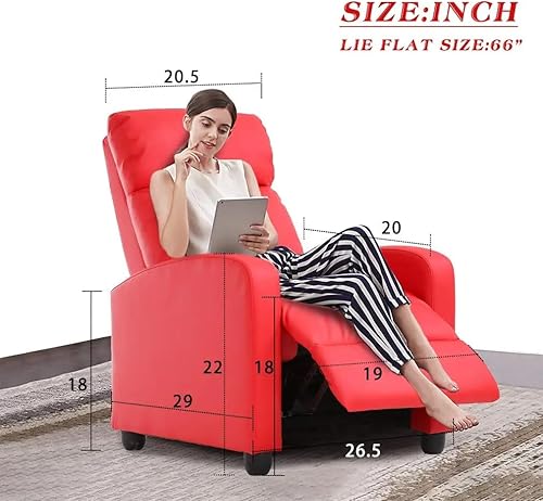 Miniatura 10 de Sillas reclinables para sala de estar, sofá reclinable de masaje para cine en casa con respaldo acolchado de piel sintética, sillón reclinable de