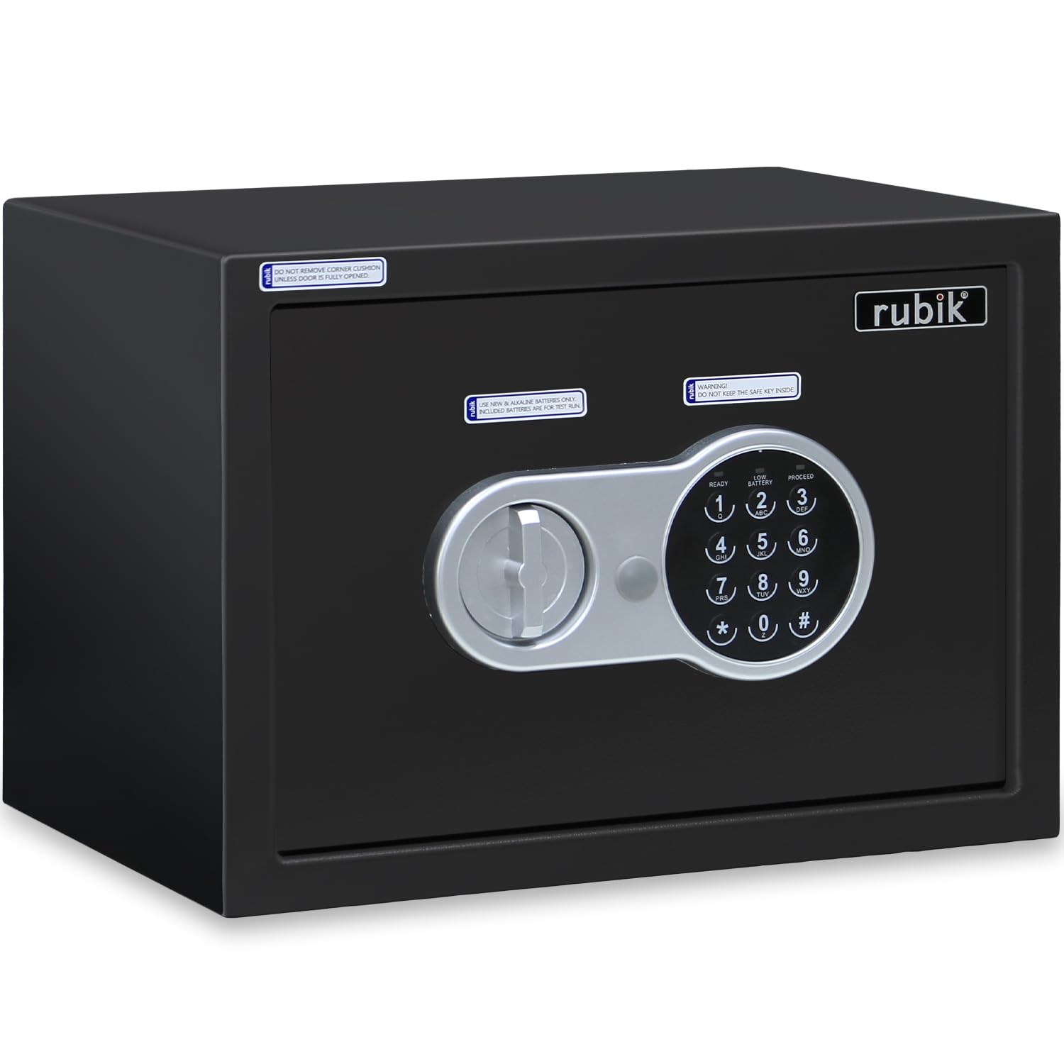 Rubik Safe Box A4 Document Size, Digital Combination Pin and Key Lock, for Home & Office, Protects Cash Jewelry Passports Documents RB25EV (Size 25x35x25cm) Black