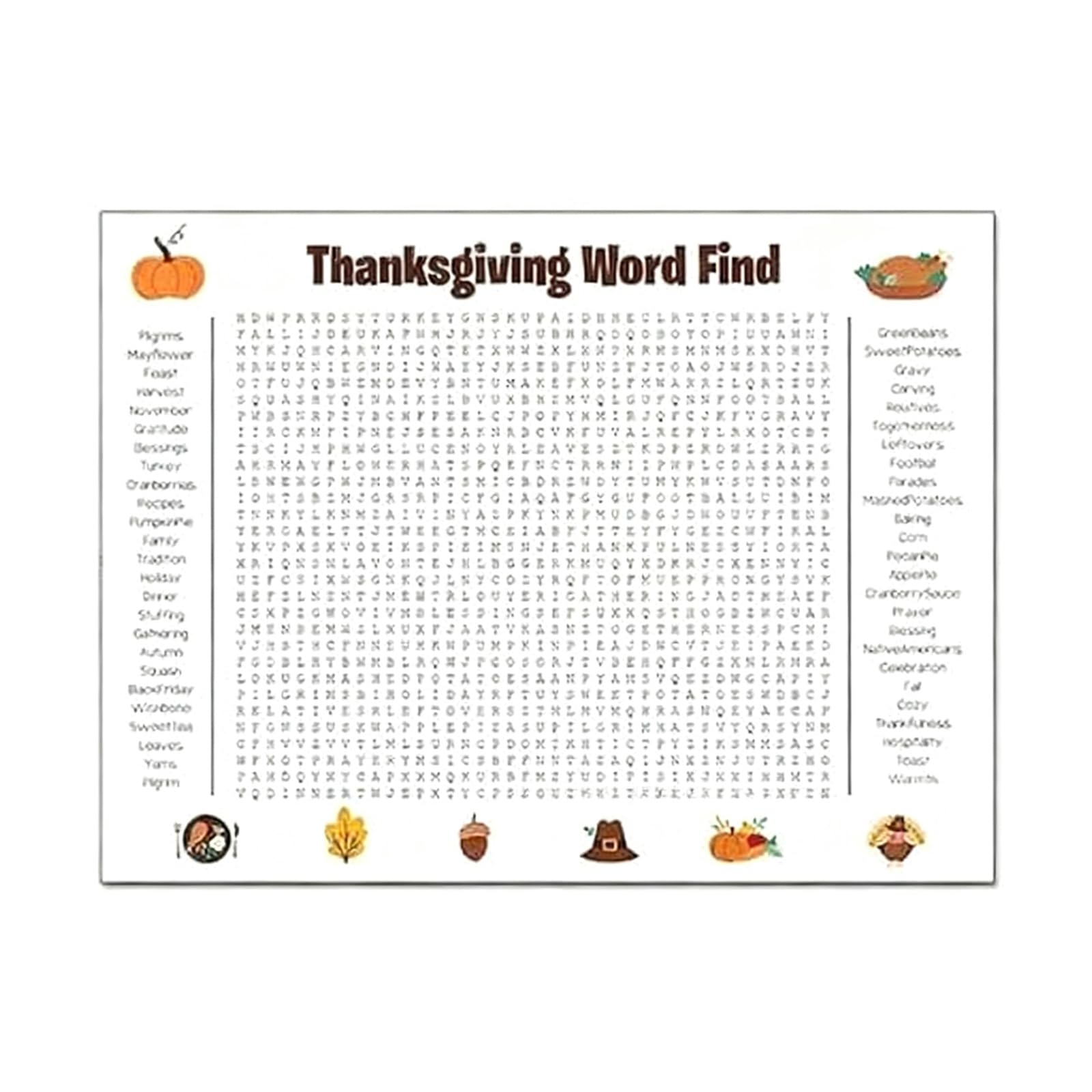 carotoe 1 Giant Thanksgiving Word Search Wall Poster Interactive Holiday Party Game for Family Classroom Fun Thanksgiving Word Search Posters