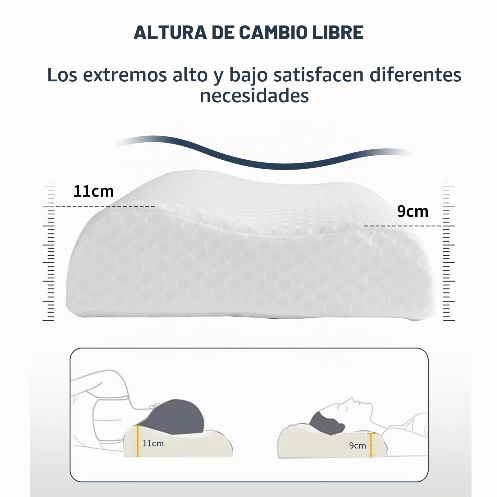 Good Nite Almohada de Espuma viscoelástica para el Contorno del Cuello, Almohada ortopédica Cervical ergonómica, Suave, Almohada Profunda para Dormir de Lado y Boca Arriba