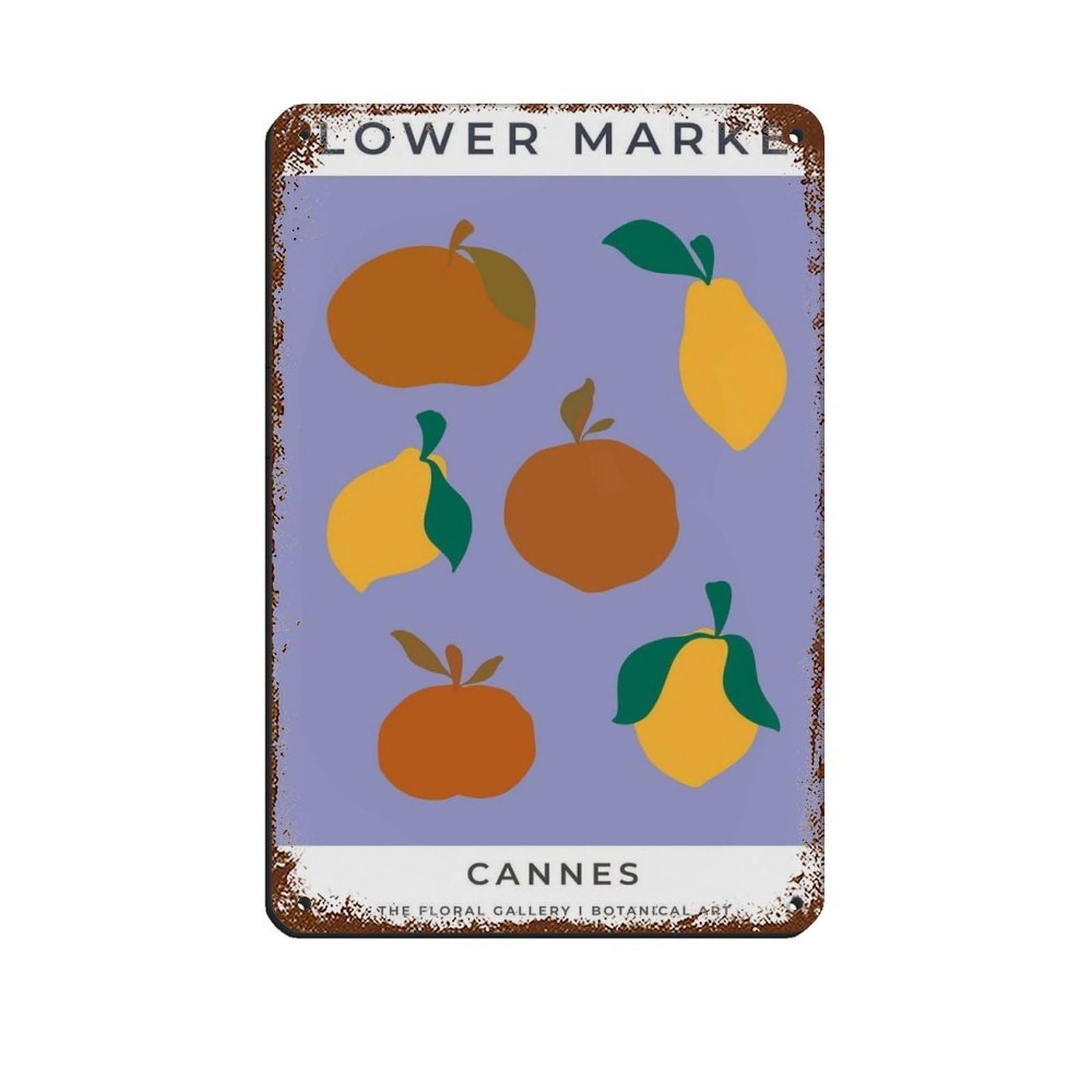 Cannes Travel Poster,Kitchen Fruit Poster Retro Poster Metal Tin Sign Chic Art Retro Iron Painting Bar People Cave Cafe Family Garage Poster Wall Decoration 8x12inch(20x30cm)