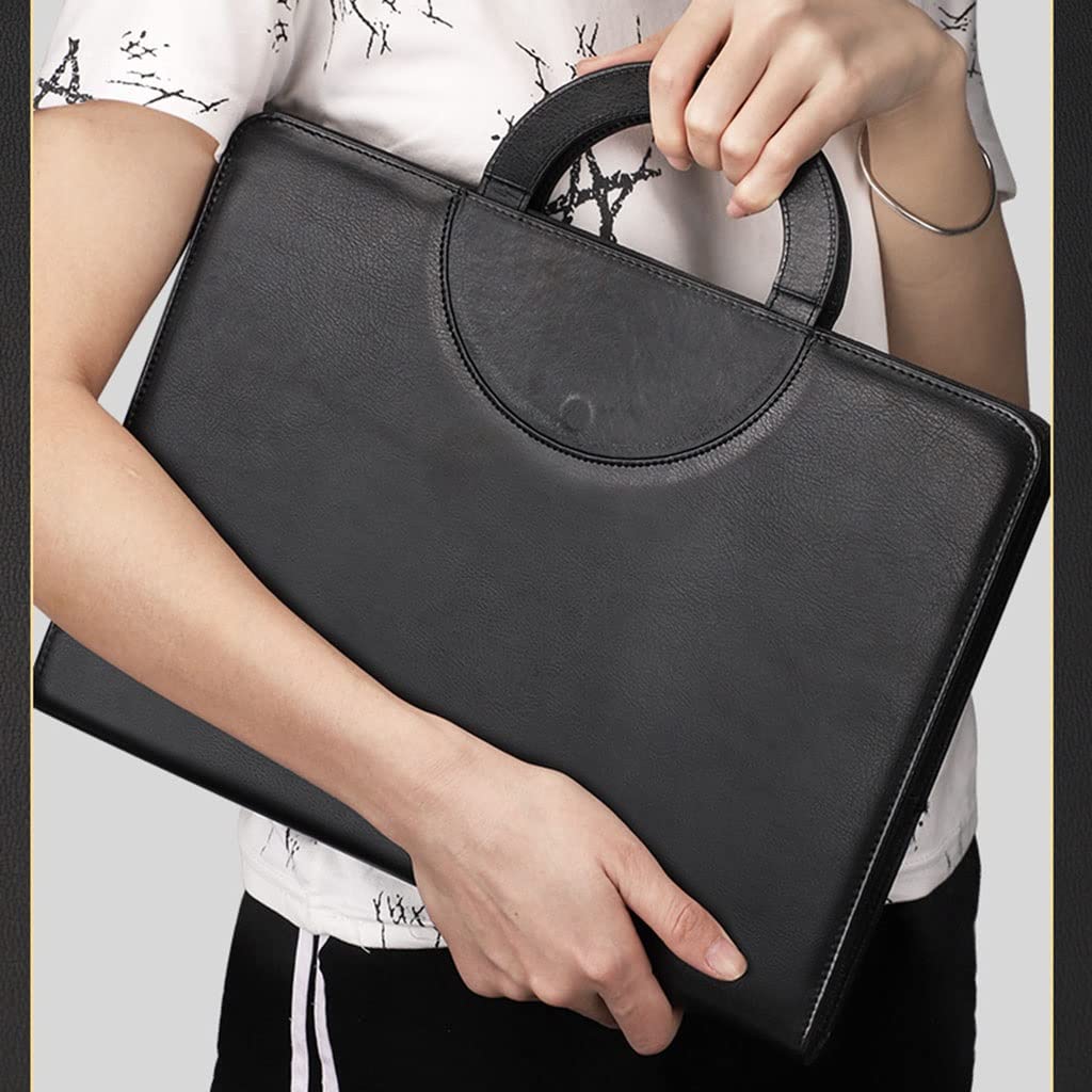 Ledermappe A4 Portfolio mit Griff und Reißverschluss, Schreibmappe, A4, Klemmbrett, Laptophülle, Organizer für Geschäftsdokumente, Geschenk für Frauen