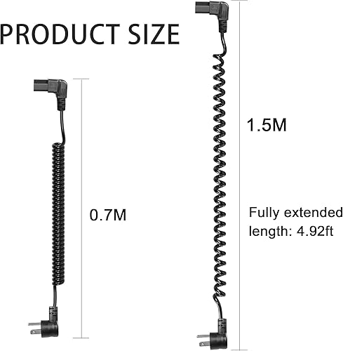 Miniatura 4 de GELRHORN - Cable de resorte eléctrico de 4.9 pies, 90 grados, 3 clavijas, NEMA 5-15P a IEC 320 C13, 10 A, 250 V15 A, 125 V, 18 WAG, ángulo