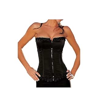 トップス andwang satin lingerie corset black Underbust Long Satin Corset - Elegant Style