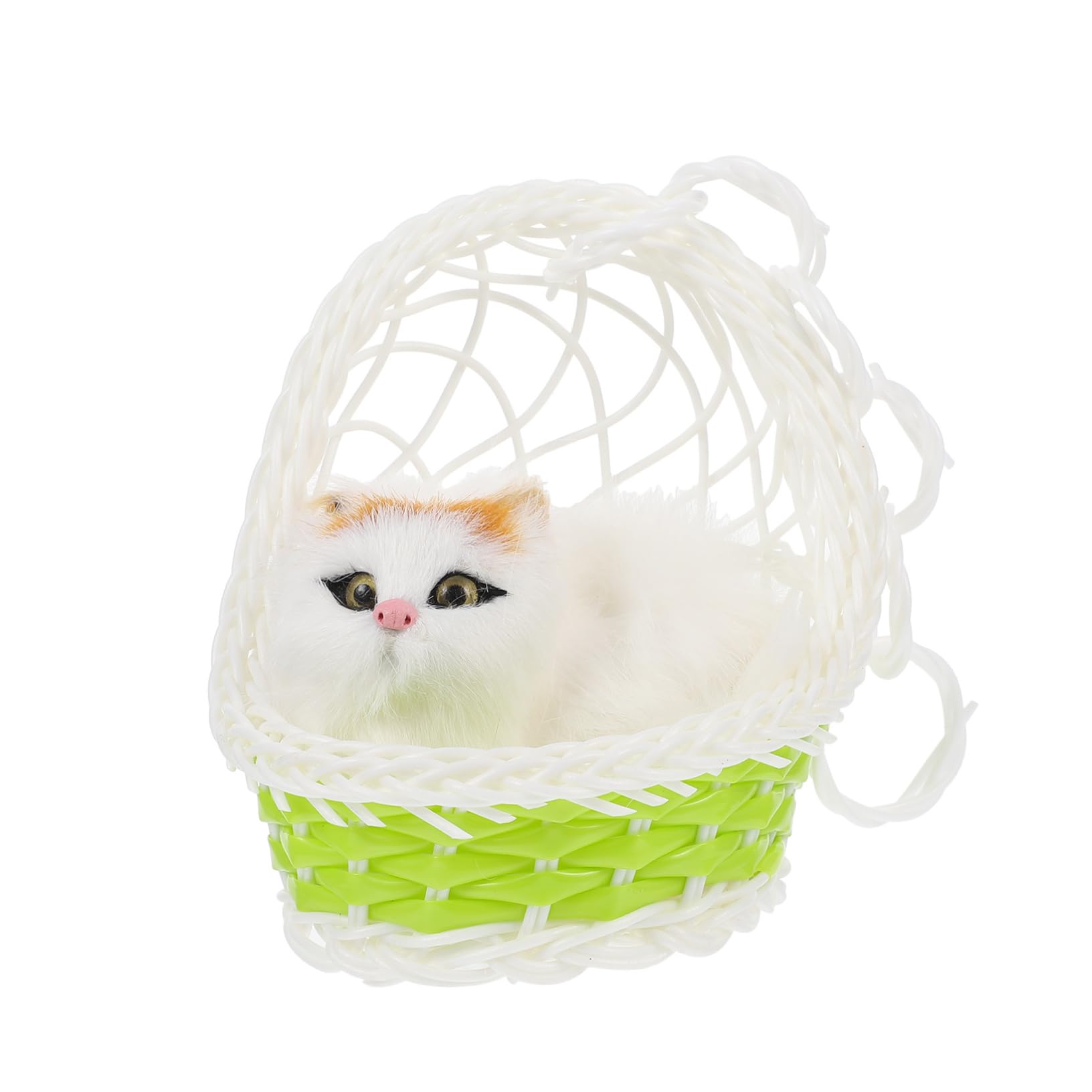 Toyvian 1 Set Hanging Basket Animal Decoration Mini Gifts Child Swing Little Critters Toys Jungle Animal Decors Plush Animal Kitten Sculpture Simulation Animal Toy Small Animal Toy Soft