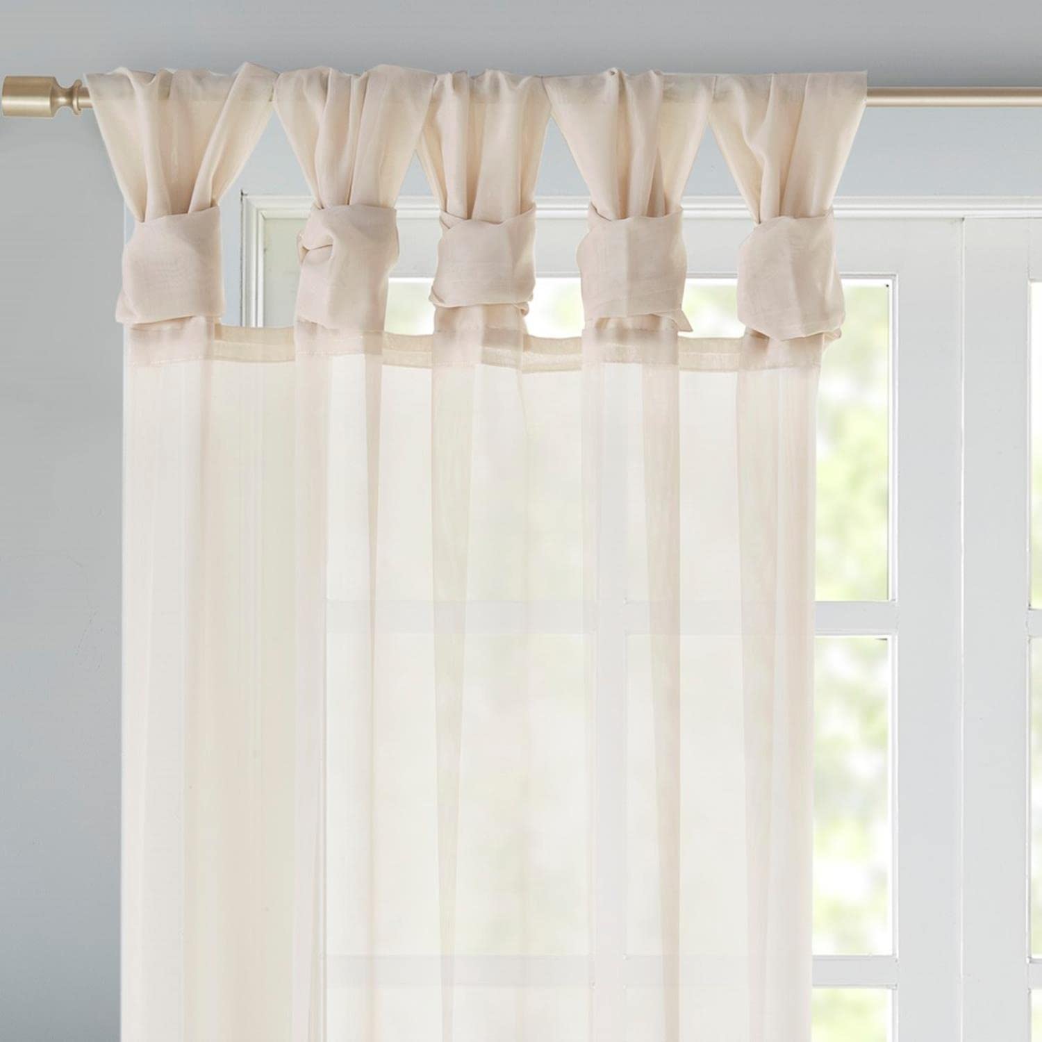 Madison Park Polyester Twisted Tab Poly Voile Window Pair with Ivory MP40-7372, W 50" x L 84" (2 Panels) - Image 2
