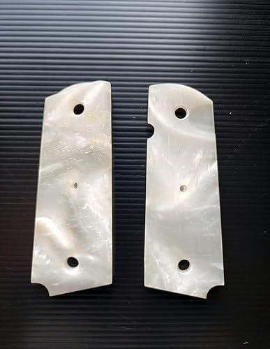 Miniatura 3 de [BMPL] Puños de resina blanca perla compatibles con empuñaduras de pistola de repuesto para 1911 tamaño completo, gobierno, clones de tamaño