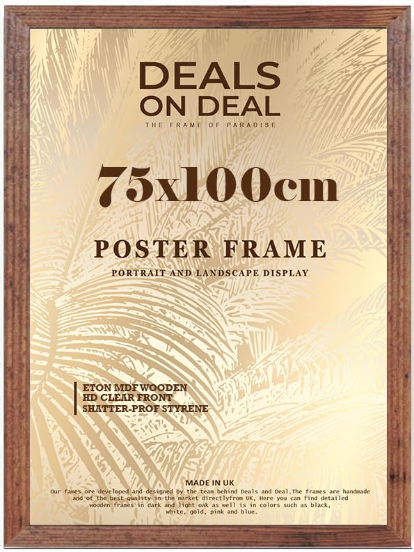 DEALS ON DEAL Modern Flat Profile Rustic 75x100 cm Handcrafted Shatter-Proof Perspex Eton Wooden for Gallery Jigsaw Puzzle Poster Frames Vertical & Horizontal