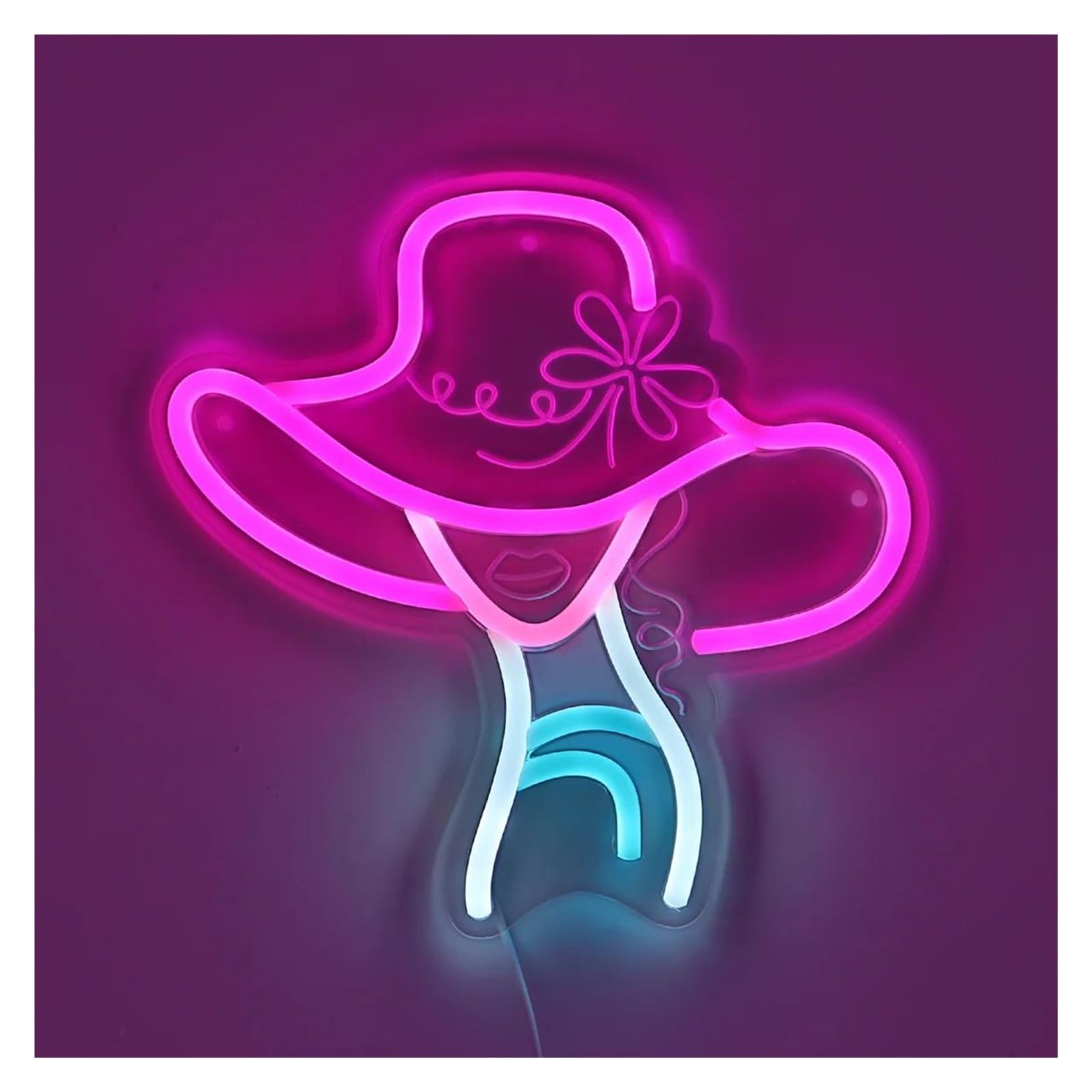 Luz de Diseño de Digital Una Persona Hermosa Usa Sombrero Letrero De Neón Alimentado Por USB Para Decoración De Pared De Evento De Fiesta De Club 23.7cmx24cm