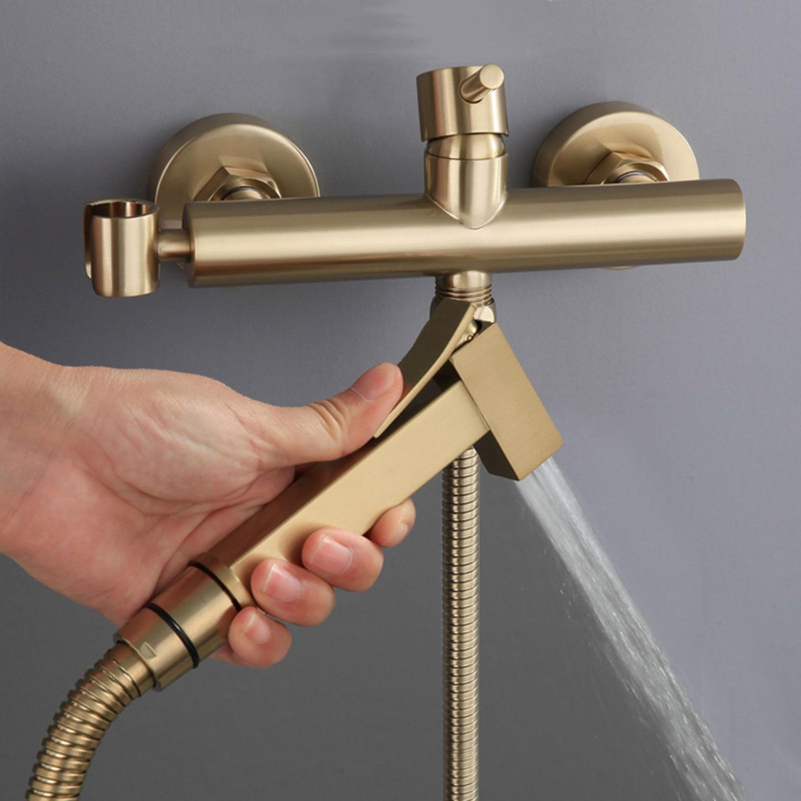 Sumerain Adjustable Handheld Bidet Sprayer Kit, Jet Spray For Toilet Leak Proof Dual Shut Off Valve Design Brushed Nickel