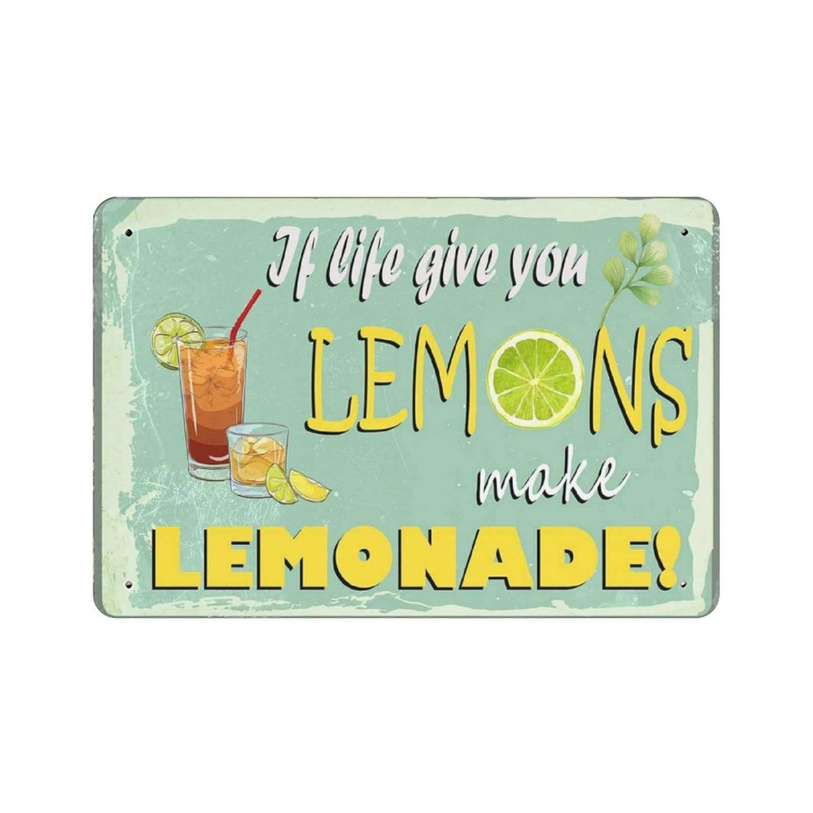 Metal Tin Sign If Life Gives You Lemons Make Lemonade Vintage Tin Poster Metal Sign Wall Decoration Country Kitchen Home Garage Decor 8"x12"