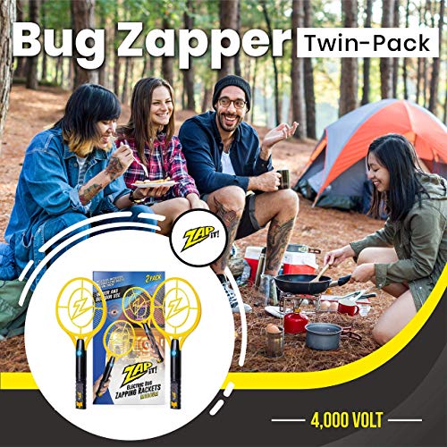 ZAP IT! Pack met twee elektronische vliegenmepper, oplaadbaar via USB, muggen, vliegen en kevers, 4000 V, super helder LED-licht. (Medium Twin) - Image 3