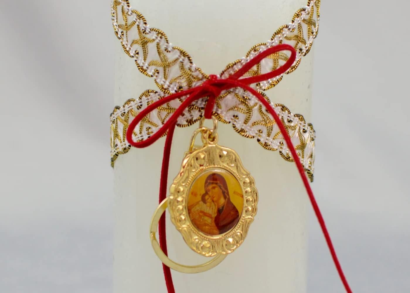 Orthodox Prayer Candle - Key Chains - Bright Week - Easter - Pascha Lambathes | White #6 Round