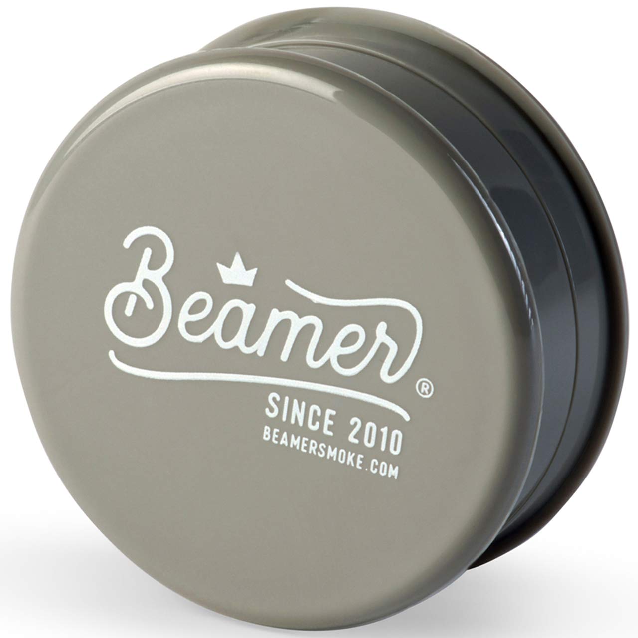Beamer Crown Logo 3-Piece 63mm Acrylic Grinder - Opaque Gray Color + Beamer Smoke Sticker