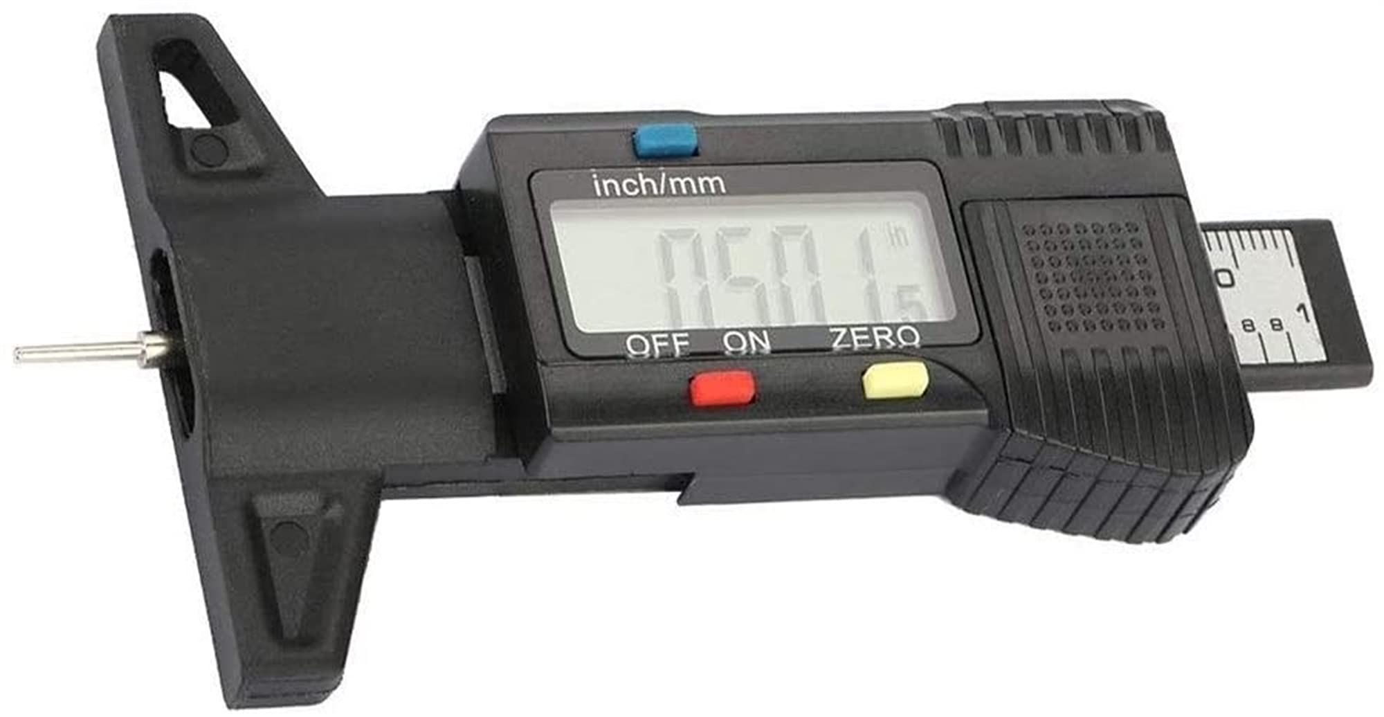 WJJ Profiltiefe LCD Reifenmetermessel digitaler Reifenmesser Tiefe Tiefenprüfung Motorrad -Auto -Tester (Color : Black)