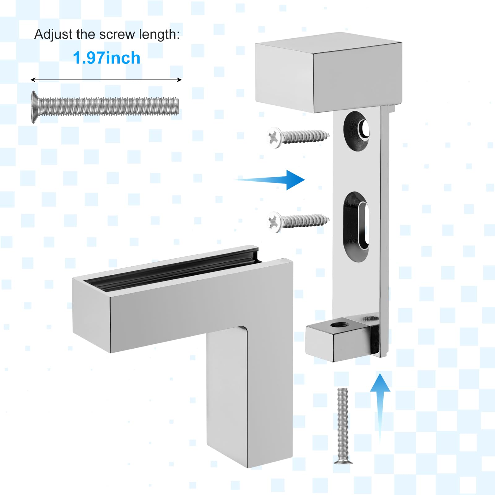 8 soportes flotantes resistentes para estantes, soporte ajustable para estante de pared, soporte de abrazadera plateado para estantes de madera/vidrio de 2 a 38 mm de grosor, con tornillos