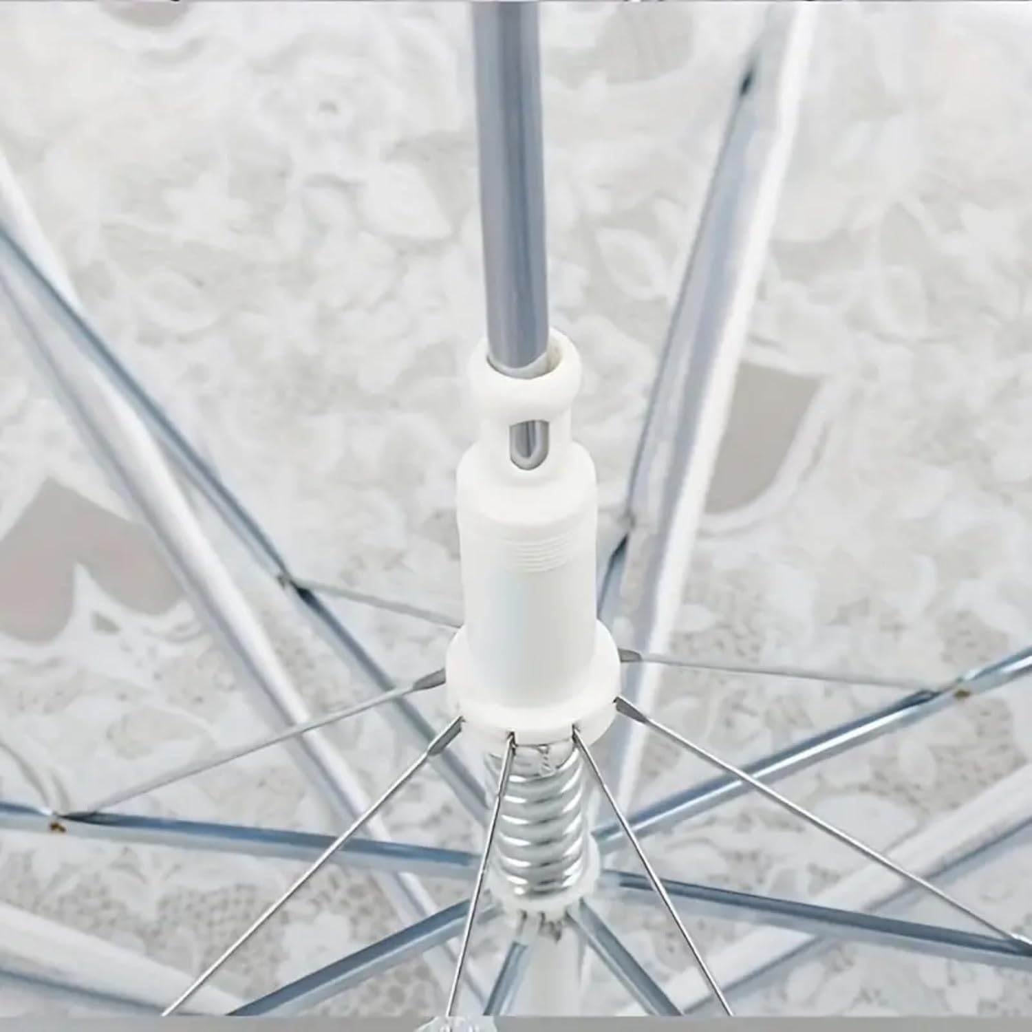 2 Pcs Heart Clear Umbrella Wedding Lace Stick Umbrellas Large Windproof Bubble Umbrellas Rain Umbrellas with J Hook Handle for Bride Groom Gift