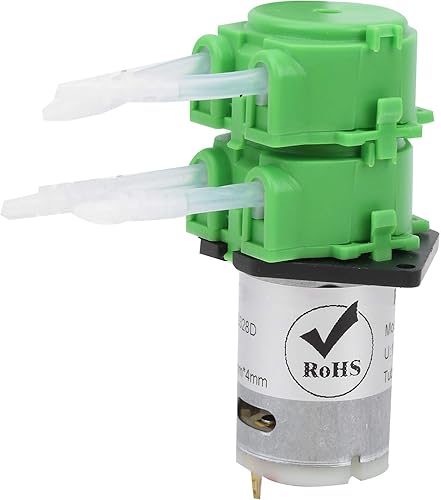 Fafeicy Bomba peristáltica, bomba dosificadora de agua líquida de doble cabeza, para acuario de pecera, manguera de silicona de 0.079x0.157 in, con