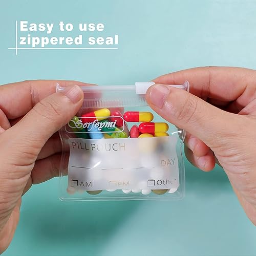 Miniatura 3 de Serfeymi - Paquete de 16 pastilleros con cierre hermético de viaje, transparente, resellable de 12 mil, bolsas organizadoras AM PM de 2.75 x 3