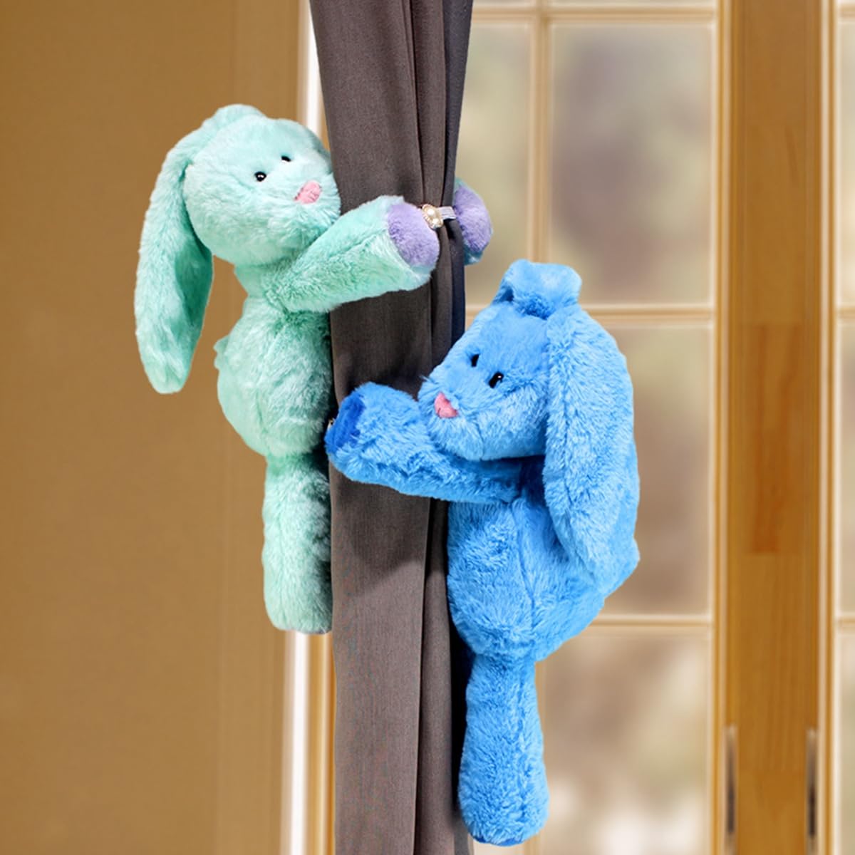 Embrasses pour Rideaux, Décorations d'animaux en Peluche Doux, Sangles de Support Rideau, embrasses avec Bouton élastique(Blue,1)