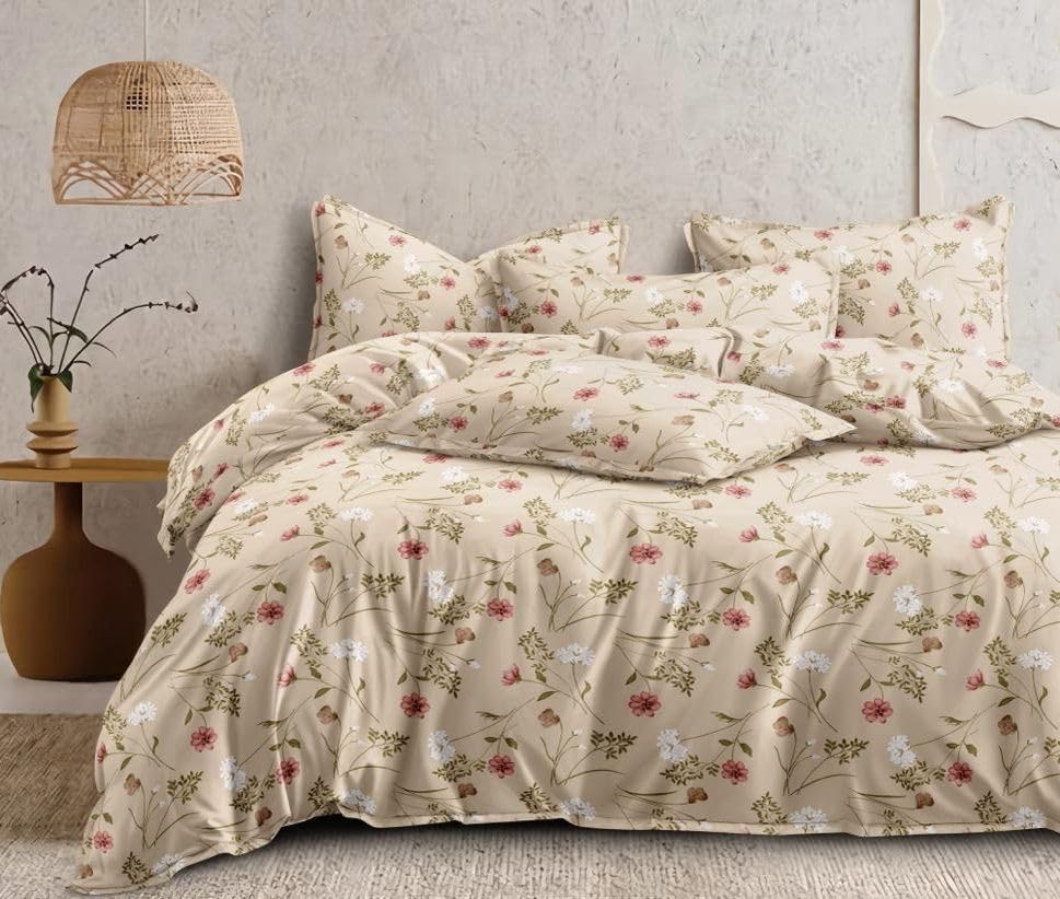 HarshBala 220 TC King Size 9 Feet 108x108 Inch Comforter BedSheet Set for Double Bed, 2 Pillow Covers (Beige)-image-13