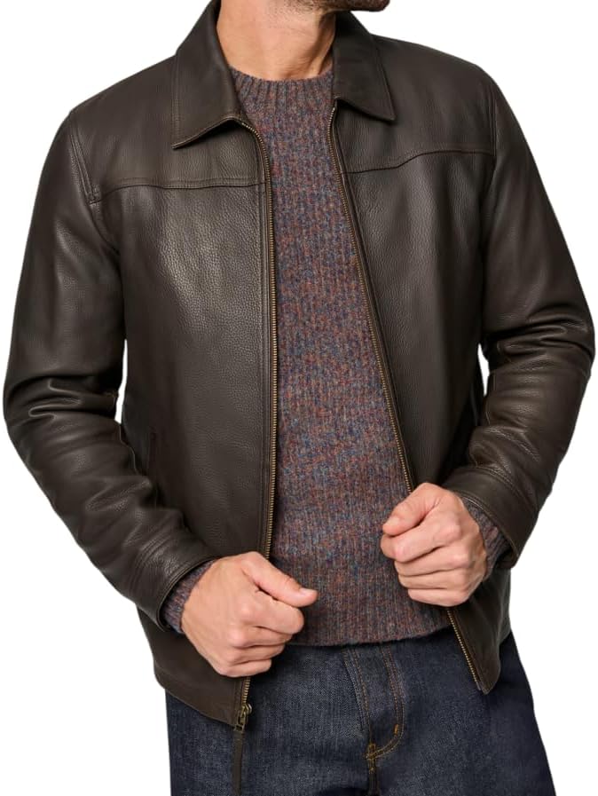 Isaac & David Chicago Men's New Black/Brown Lambskin Leather Classic Open Bottom Jacket Motorcycle Vintage Racing Jacket