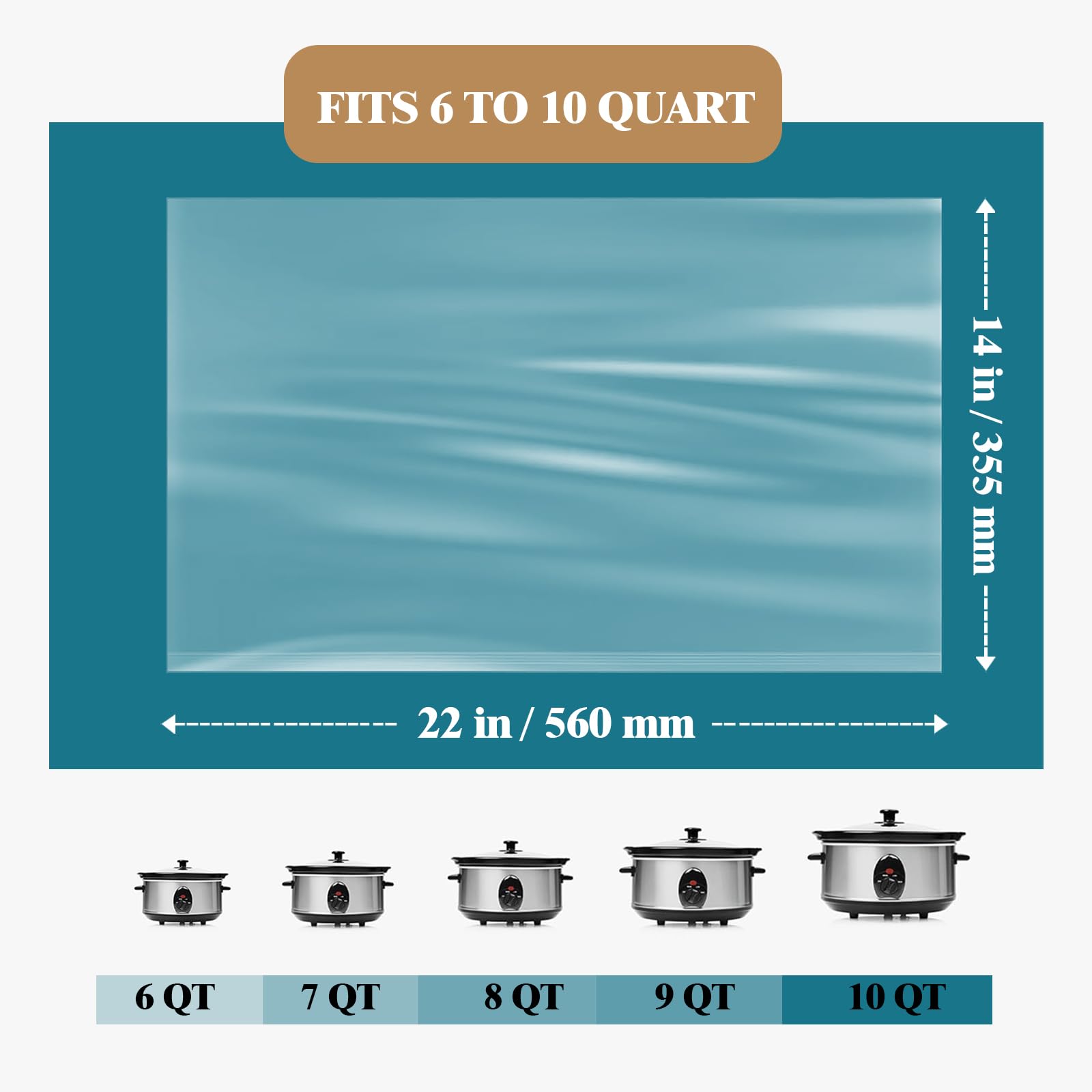 Fodere per cottura lenta, confezione da 20 sacchetti di cottura sacchetti di plastica usa e getta di grandi dimensioni, adatti per vassoi da 6QT a 10QTFor Slow Cooker, 35,6 x 55,8 cm, 20 fodere (20)